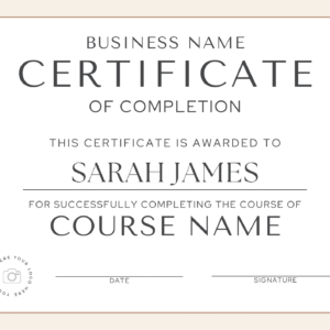 Editable Certificate of Completion Template – Customize in Canva